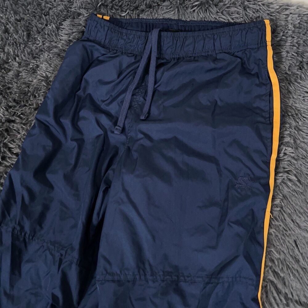 Vintage Starter Pants Small Blue Yellow Sweatpants Warm Up Pant Drawstring Mens